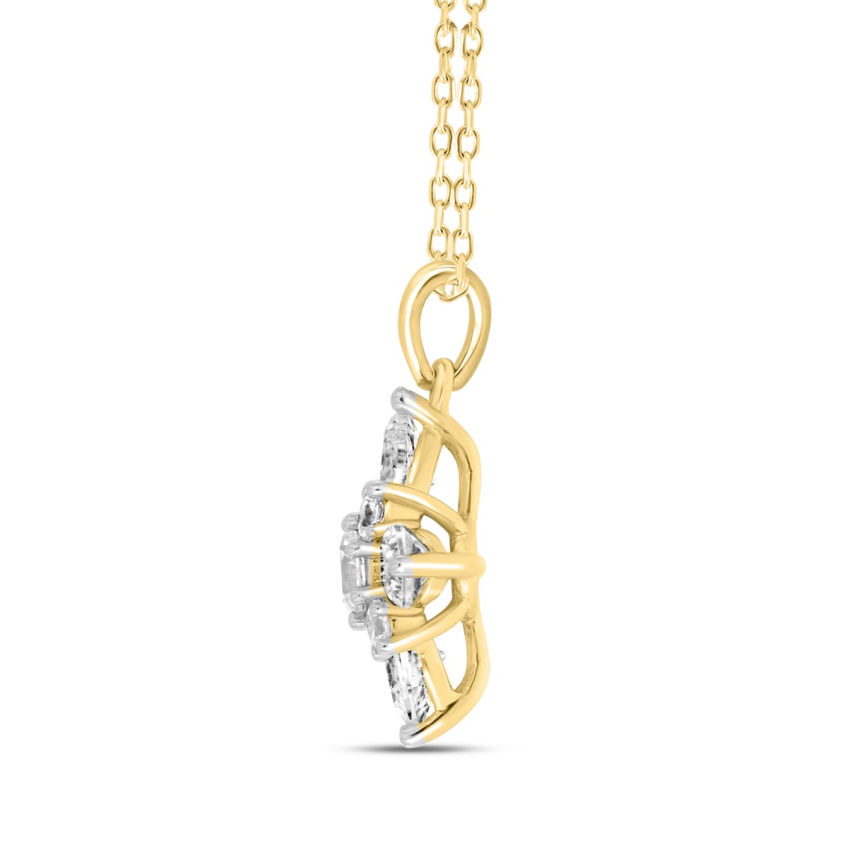 14K YELLOW GOLD 1CT ROUND/PEAR DIAMOND LADIES PENDANT WITH CHAIN