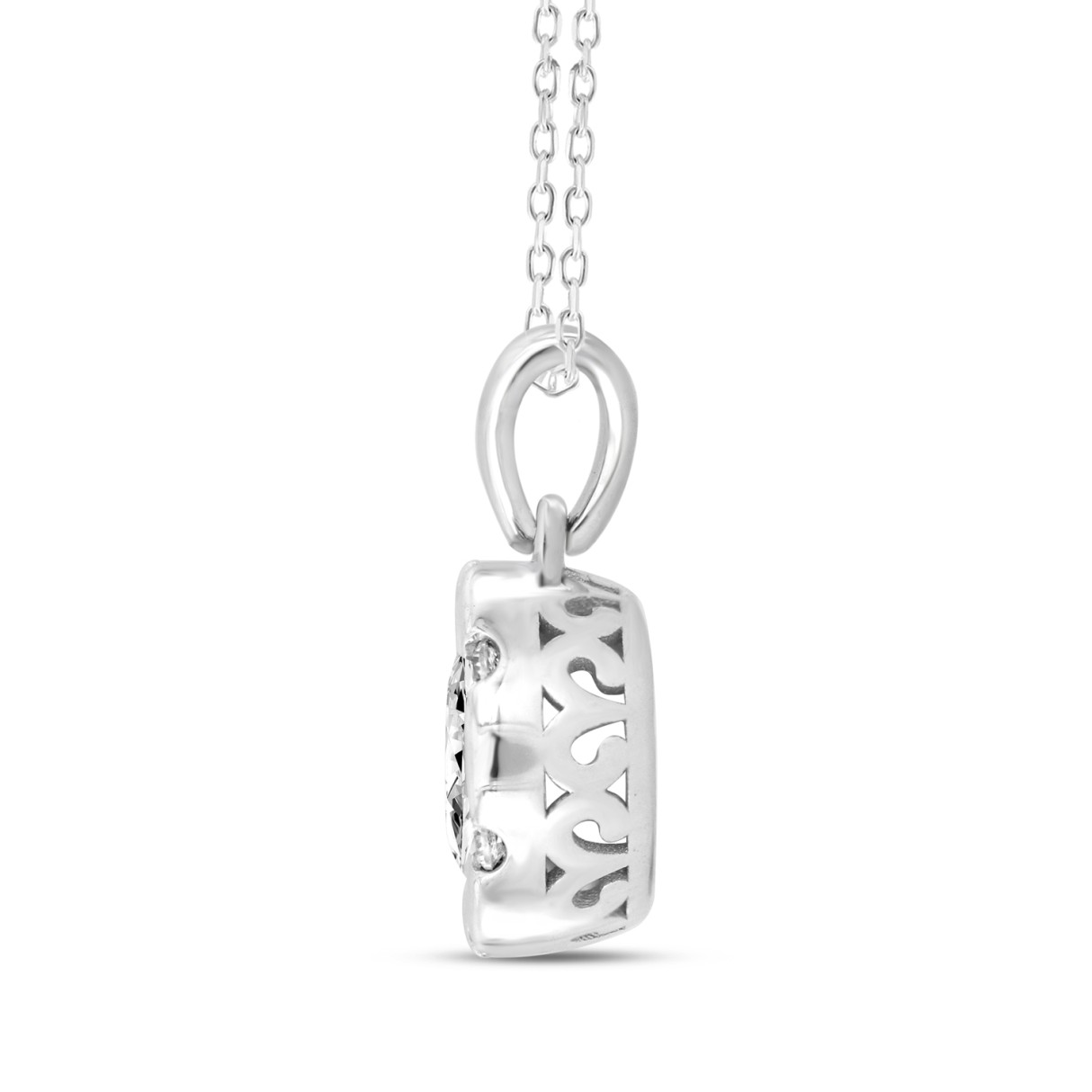 14K WHITE GOLD 1CT ROUND DIAMOND LADIES PENDANT WITH CHAIN