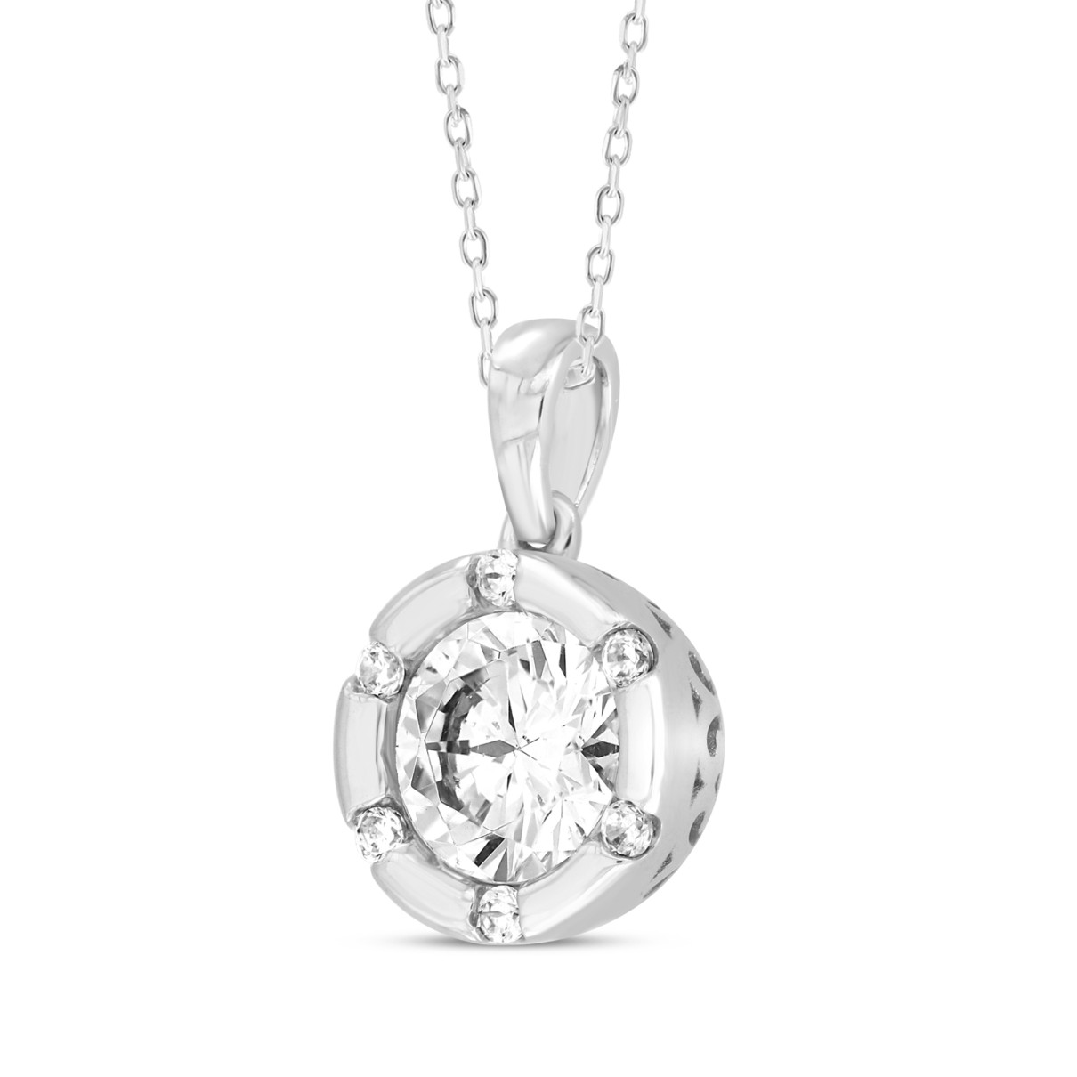 14K WHITE GOLD 1CT ROUND DIAMOND LADIES PENDANT WITH CHAIN