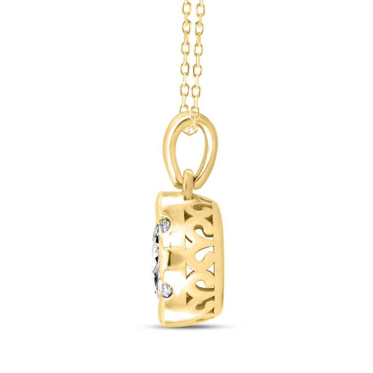 14K YELLOW GOLD 1CT ROUND DIAMOND LADIES PENDANT WITH CHAIN