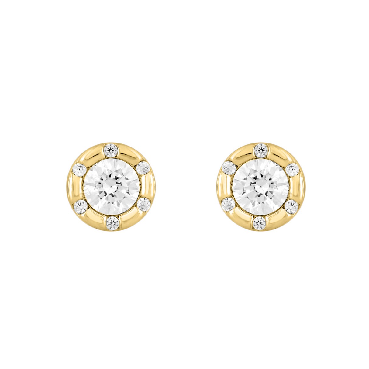 14K YELLOW GOLD 3/4CT ROUND DIAMOND LADIES EARRING...