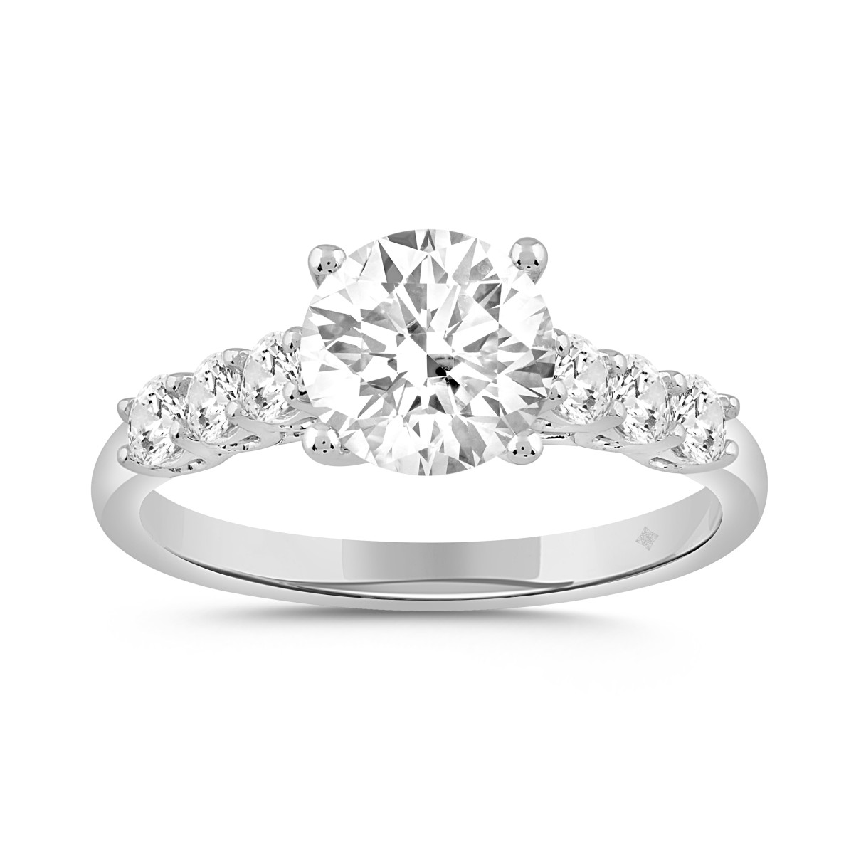 14K WHITE GOLD 2 3/8CT ROUND DIAMOND LADIES RING (CENTER STONE ROUND DIAMOND 2CT )