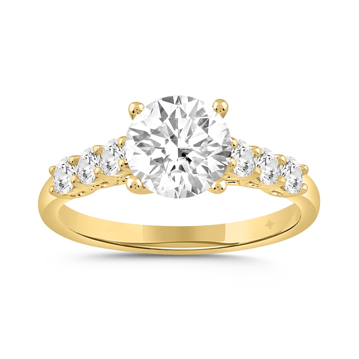 14K YELLOW GOLD 2 3/8CT ROUND DIAMOND LADIES RING ...