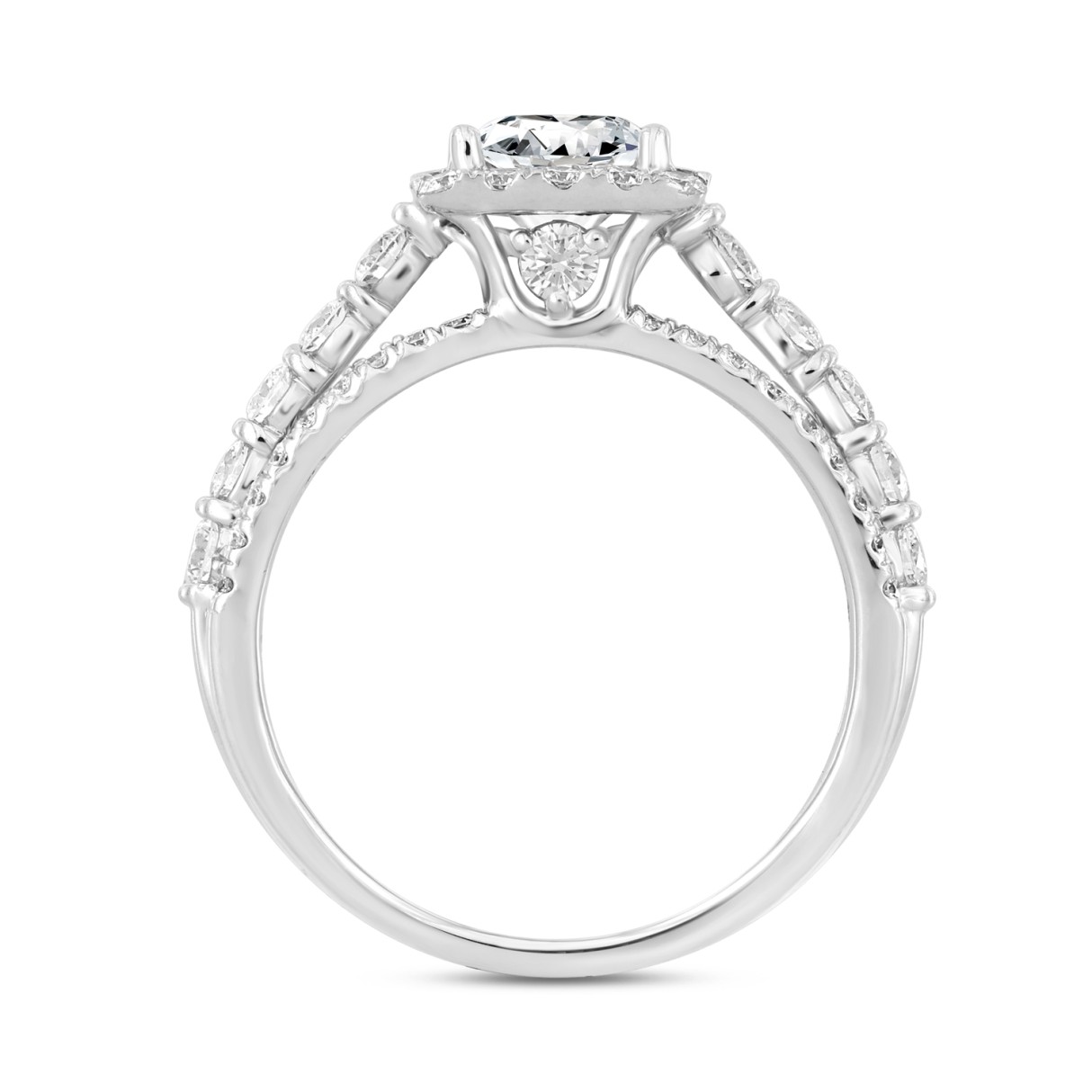 14K WHITE GOLD 2CT ROUND/PRINCESS DIAMOND LADIES RING (CENTER STONE PRINCESS DIAMOND 1CT )