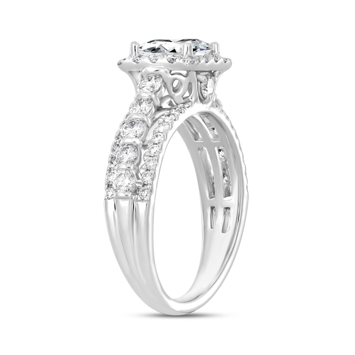 14K WHITE GOLD 2CT ROUND/PRINCESS DIAMOND LADIES RING (CENTER STONE PRINCESS DIAMOND 1CT )