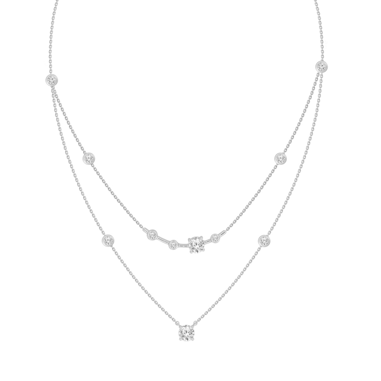 LADIES NECKLACE 2 1/2CT ROUND DIAMOND 14K WHITE GOLD