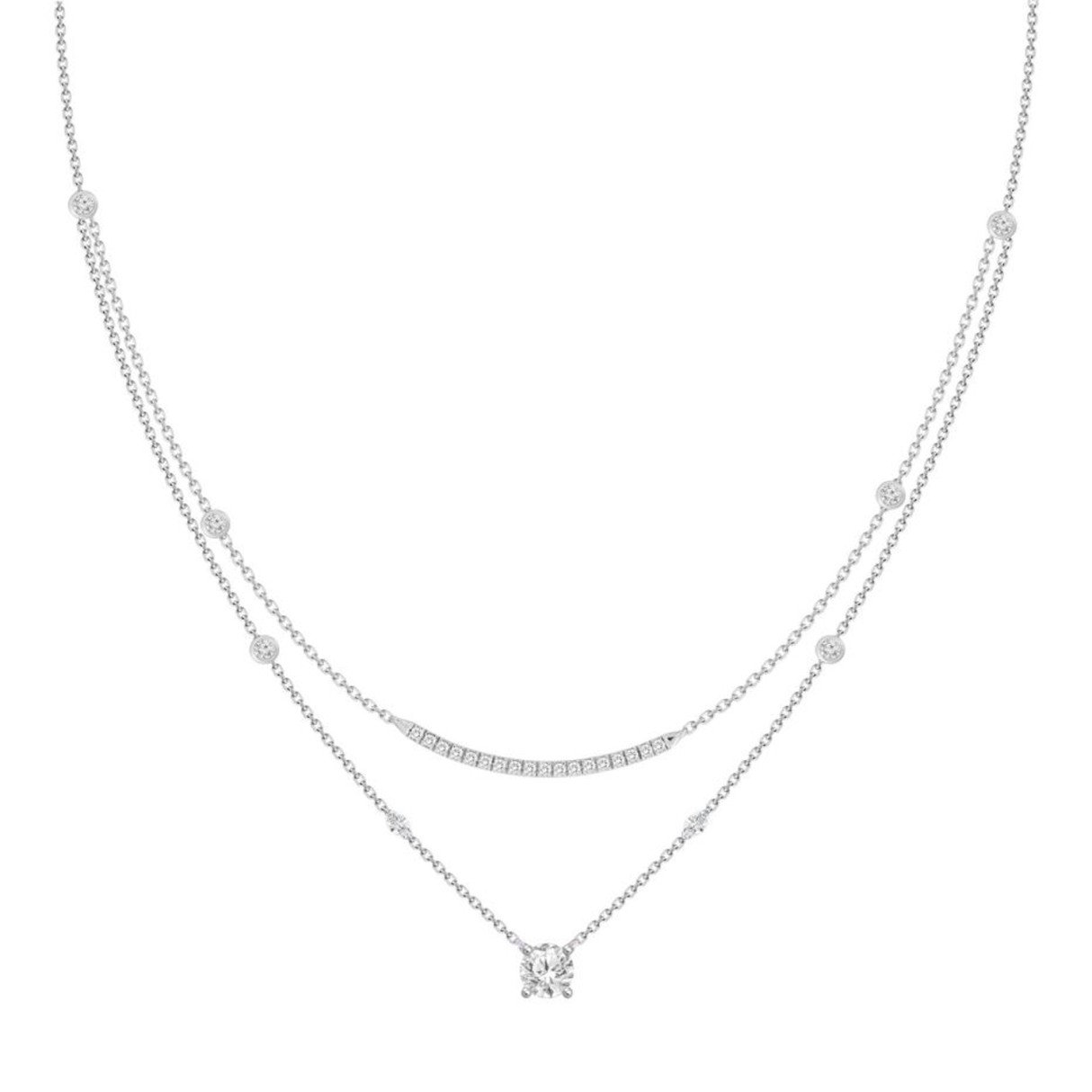 LADIES NECKLACES 2CT ROUND/MARQUISE DIAMOND 14 WHITE GOLD