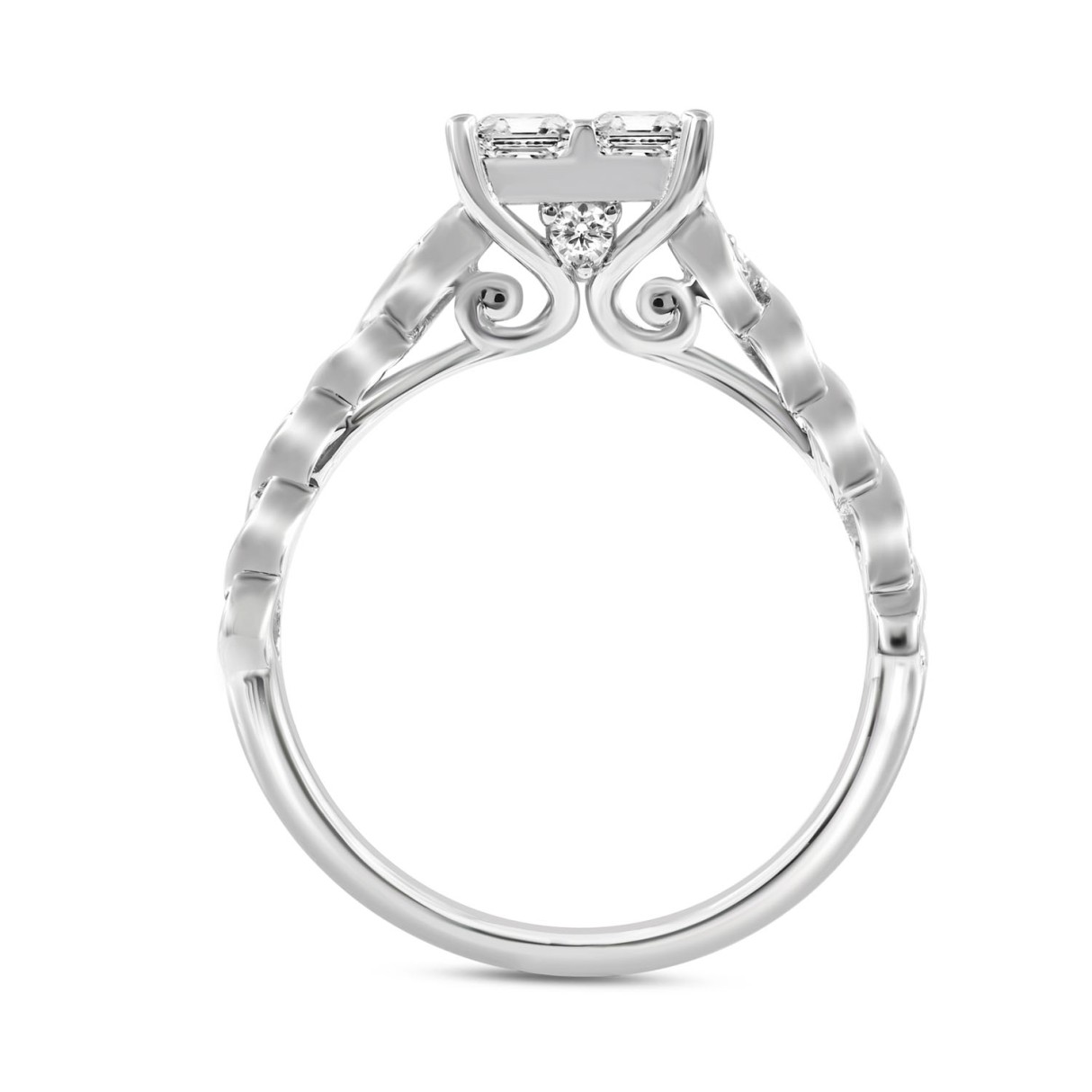 14K WHITE GOLD 1CT ROUND/PRINCESS DIAMOND LADIES RING