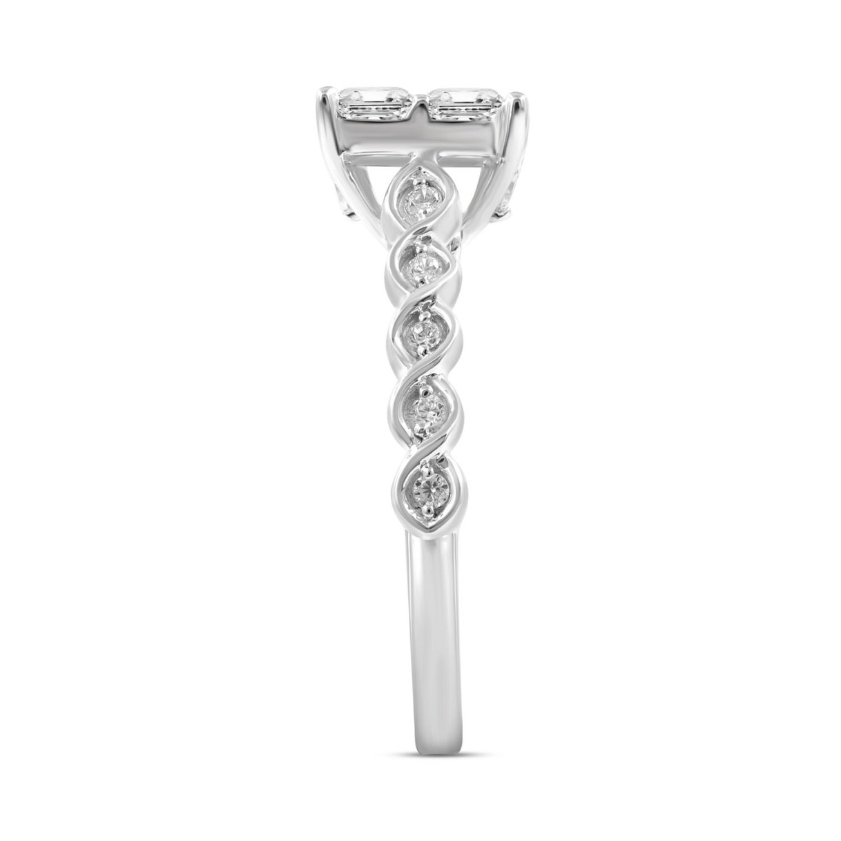 14K WHITE GOLD 1CT ROUND/PRINCESS DIAMOND LADIES RING
