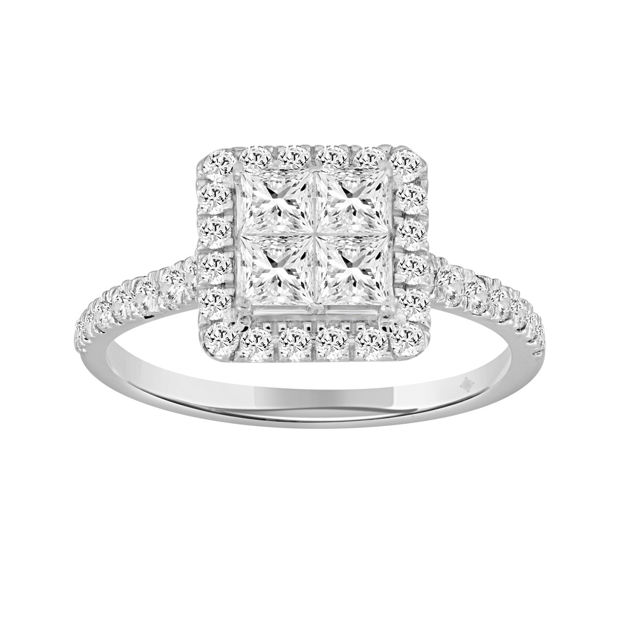 LADIES RING 1 1/4CT ROUND/PRINCESS DIAMOND 14K WHI...