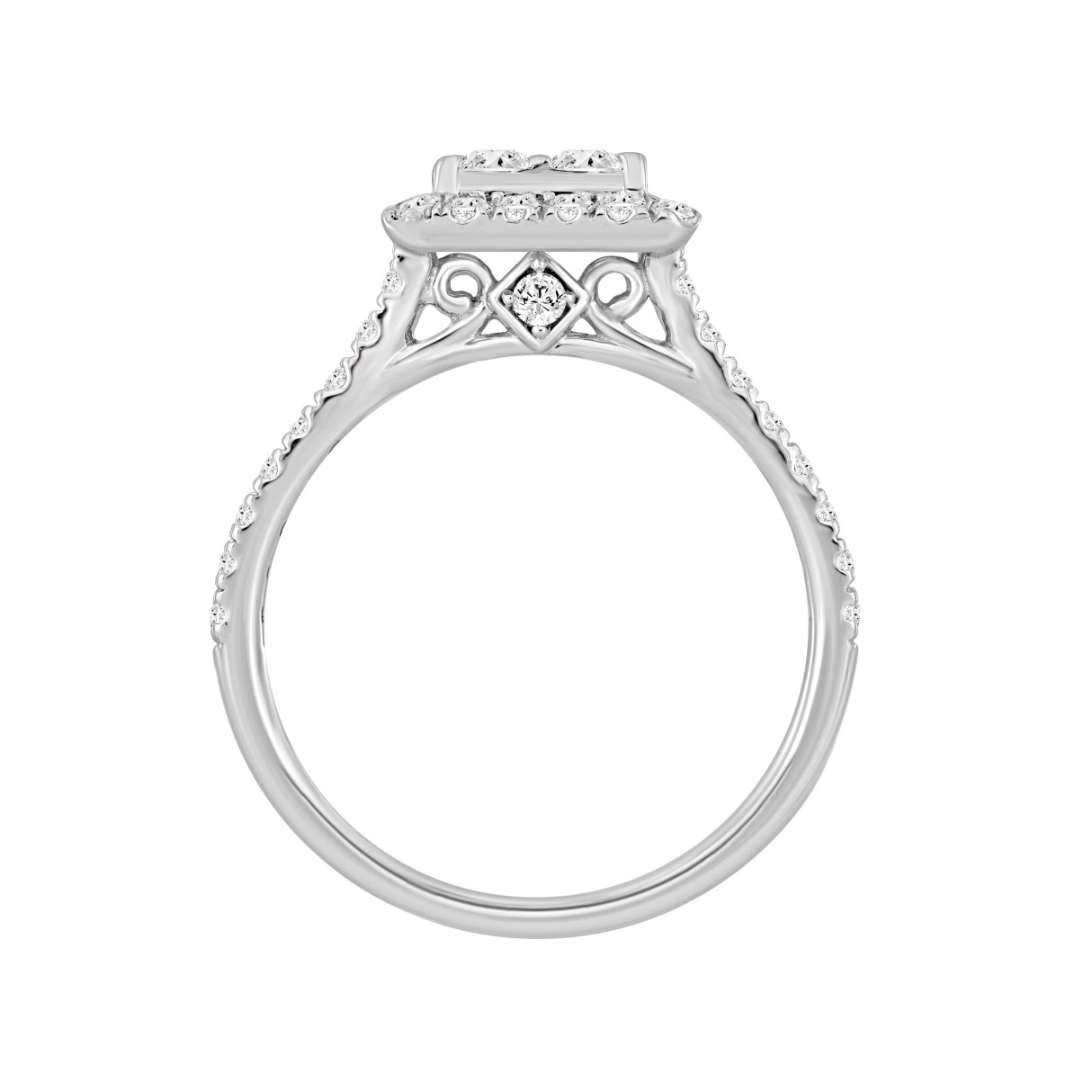 LADIES RING 1 1/4CT ROUND/PRINCESS DIAMOND 14K WHITE GOLD