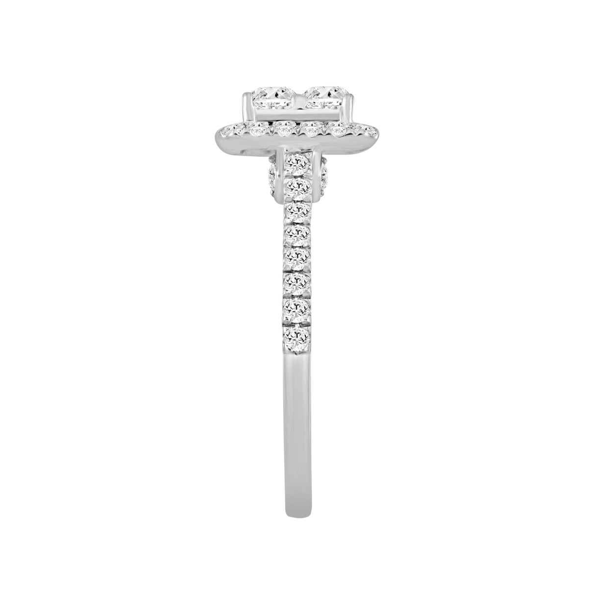 LADIES RING 1 1/4CT ROUND/PRINCESS DIAMOND 14K WHITE GOLD