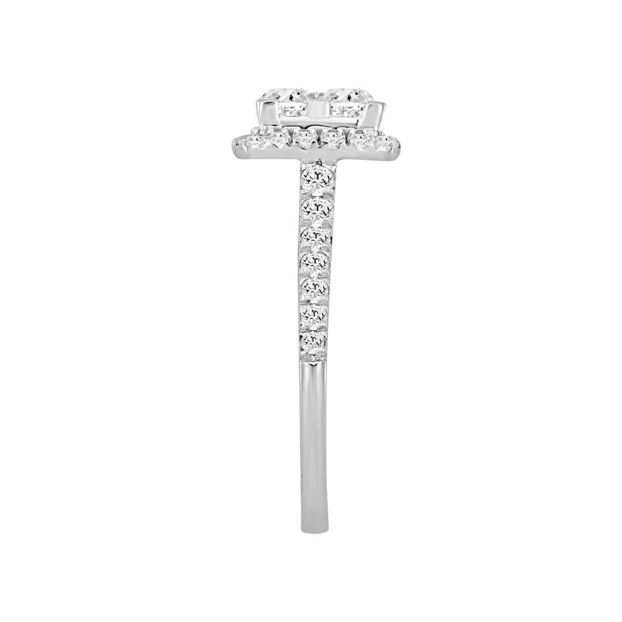 14K WHITE GOLD 1 1/4CT ROUND/PRINCESS DIAMOND LADIES RING