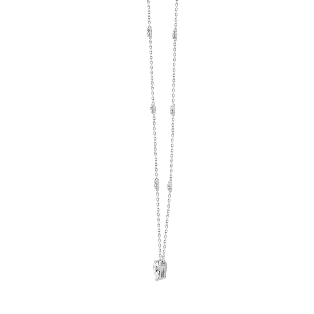 LADIES NECKLACES 2CT ROUND/PEAR DIAMOND 14K WHITE GOLD