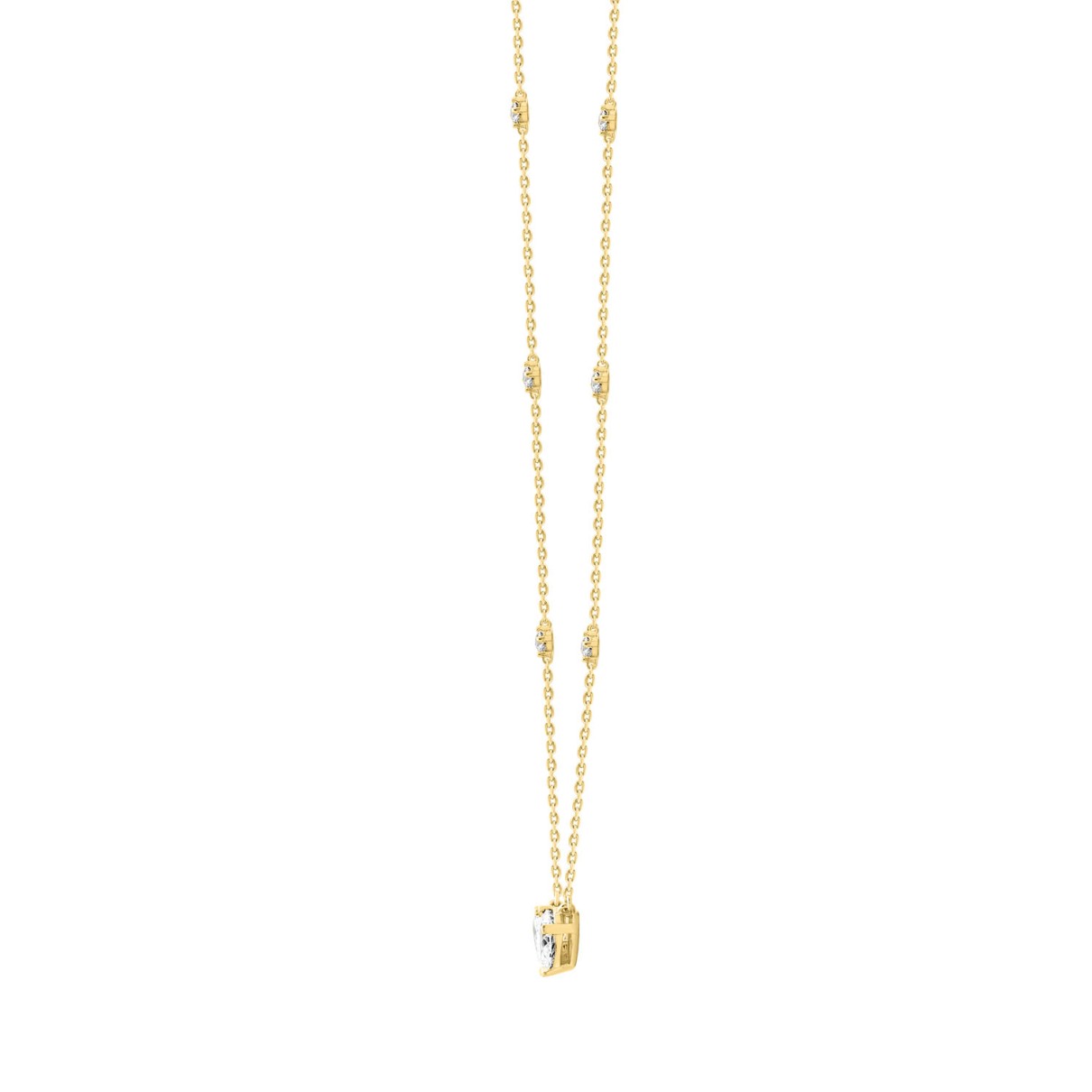 LADIES NECKLACES 2CT ROUND/PEAR DIAMOND 14K YELLOW GOLD