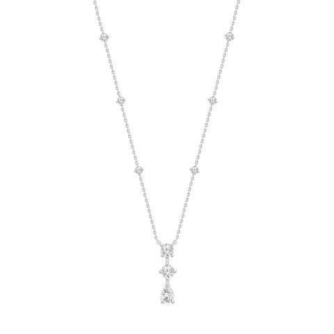 LADIES NECKLACE 3CT ROUND/PEAR DIAMOND 14K WHITE GOLD LADIES NECKLACE 3CT ROUND/PEAR DIAMOND 14K WHITE GOLD