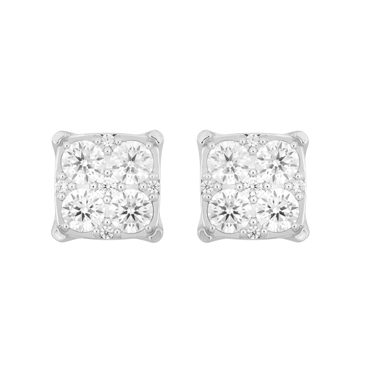 14K WHITE GOLD 3CT ROUND DIAMOND MEN'S EARRINGS 