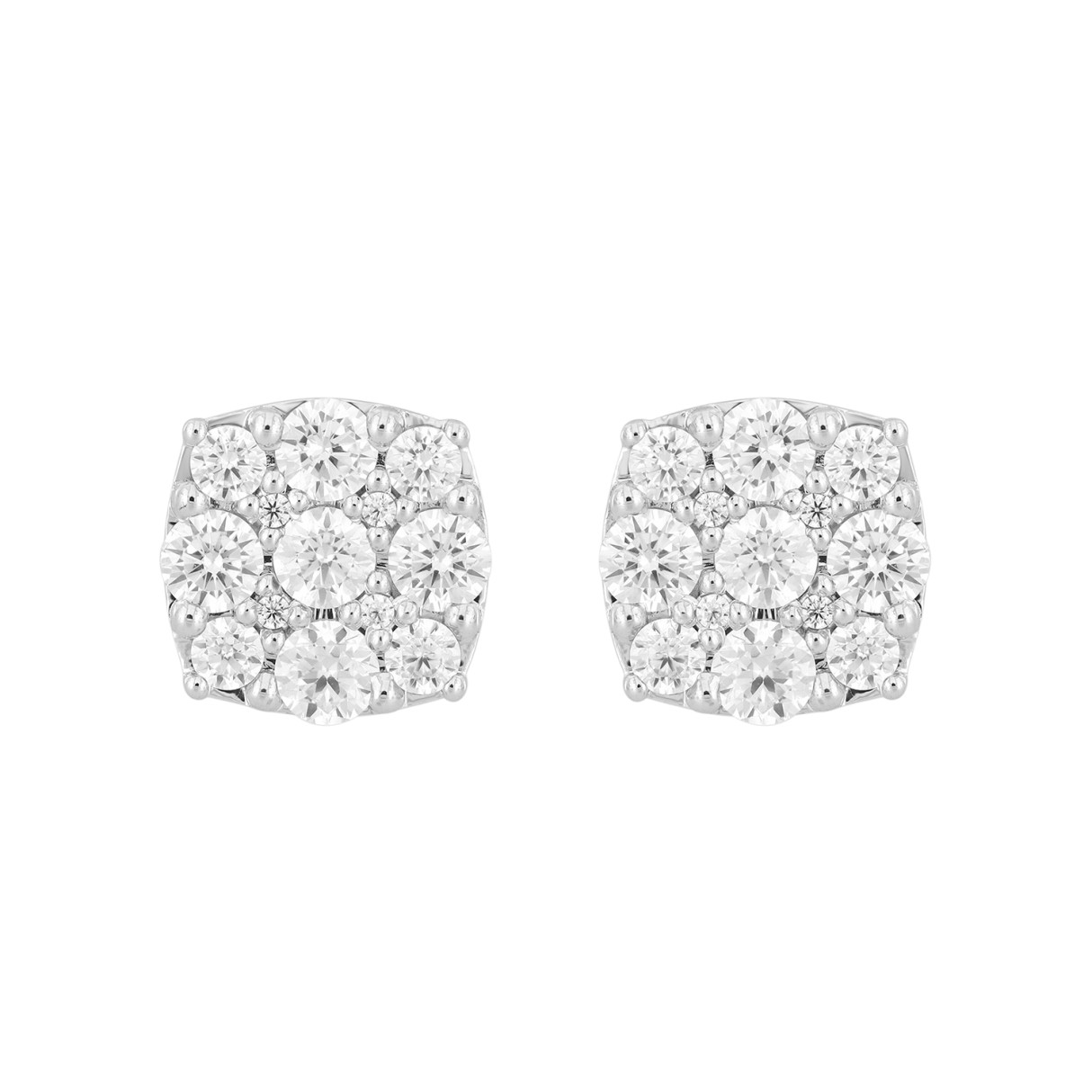 14K WHITE GOLD 2 3/4CT ROUND DIAMOND MEN'S EARRINGS 
