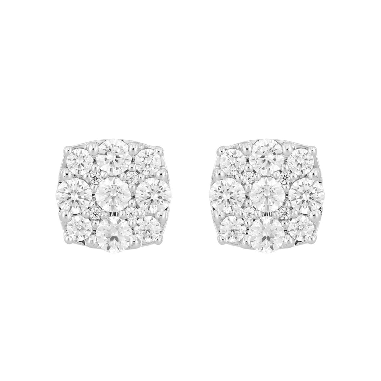 14K WHITE GOLD 2 3/4CT ROUND DIAMOND MEN'S EARRINGS 