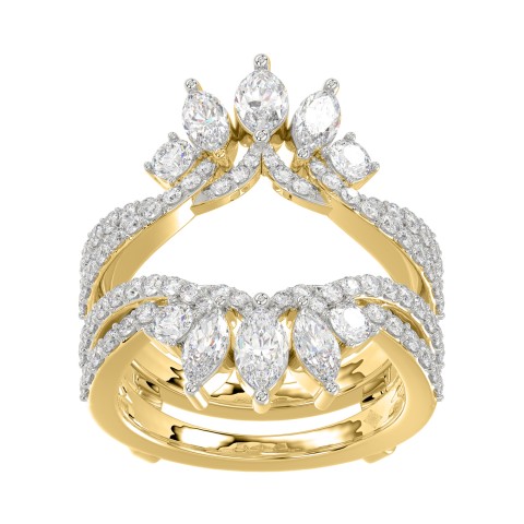 LADIES WRAP RING 2CT ROUND/MARQUISE DIAMOND 14K YELLOW GOLD