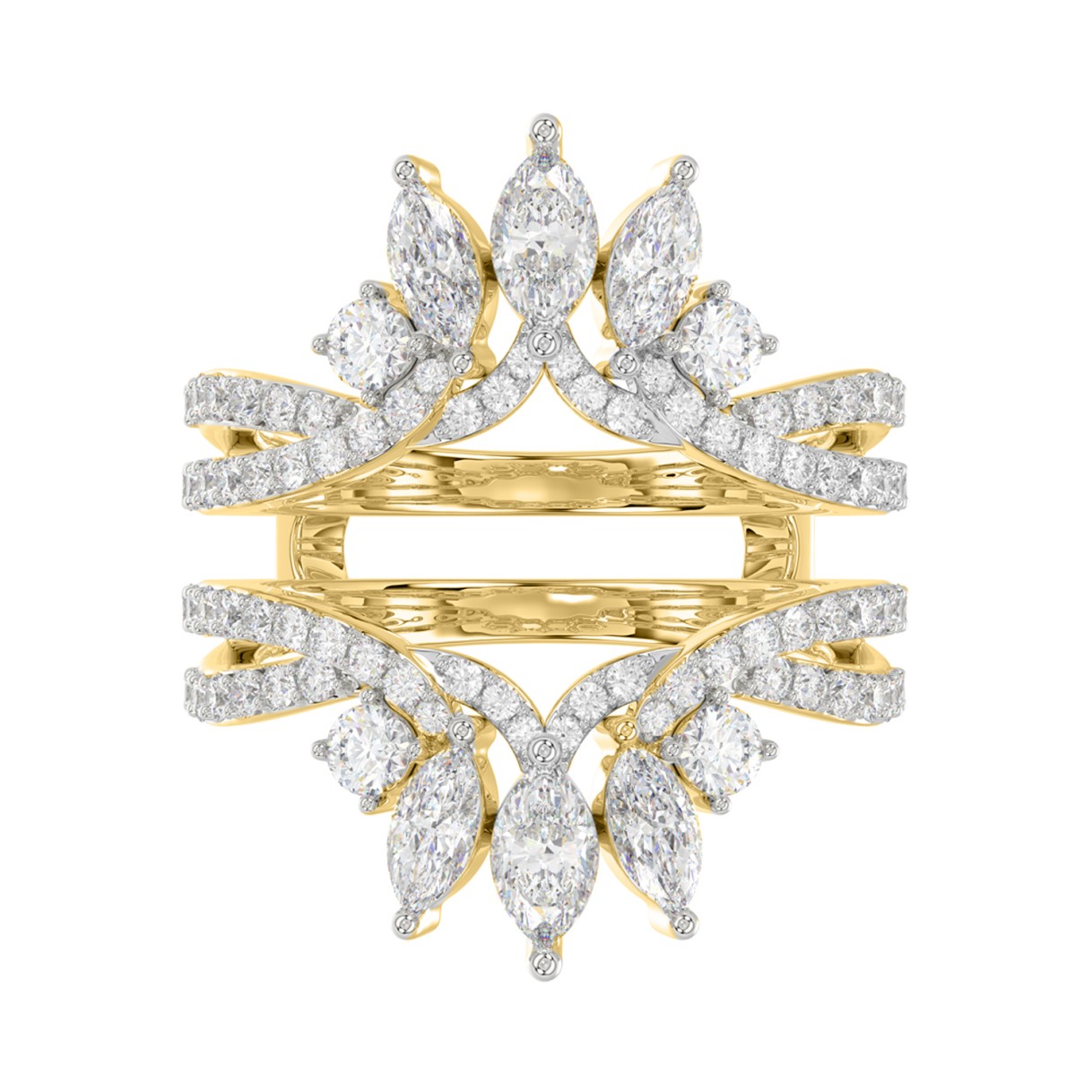 LADIES WRAP RING 2CT ROUND/MARQUISE DIAMOND 14K YELLOW GOLD
