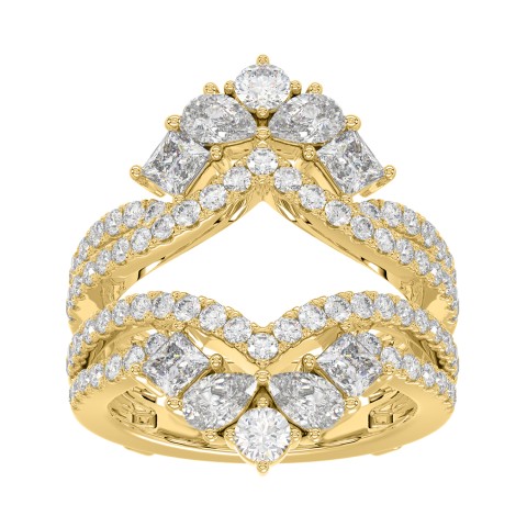 LADIES WRAP RING 2 1/2CT ROUND/PRINCESS/PEAR DIAMOND 14K YELLOW GOLD