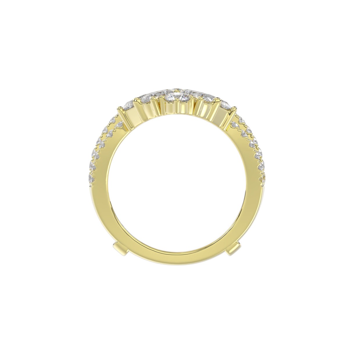 LADIES WRAP RING 2 1/2CT ROUND/PRINCESS/PEAR DIAMOND 14K YELLOW GOLD