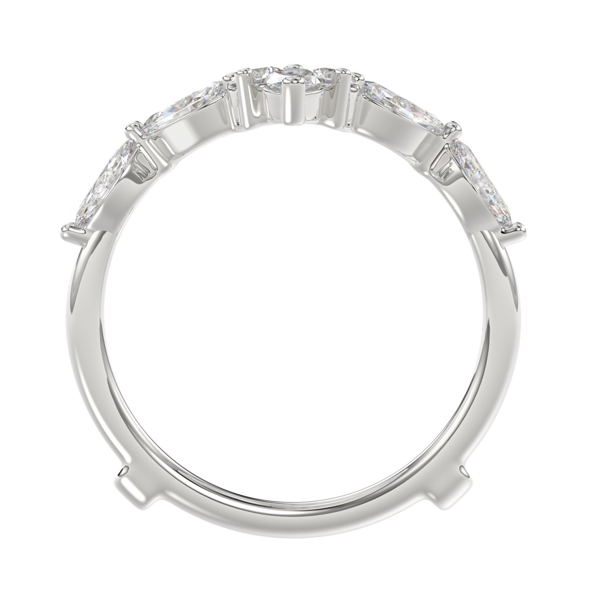 LADIES ENHANCERS RING 1 1/4CT ROUND/MARQUISE DIAMOND 14K WHITE GOLD
