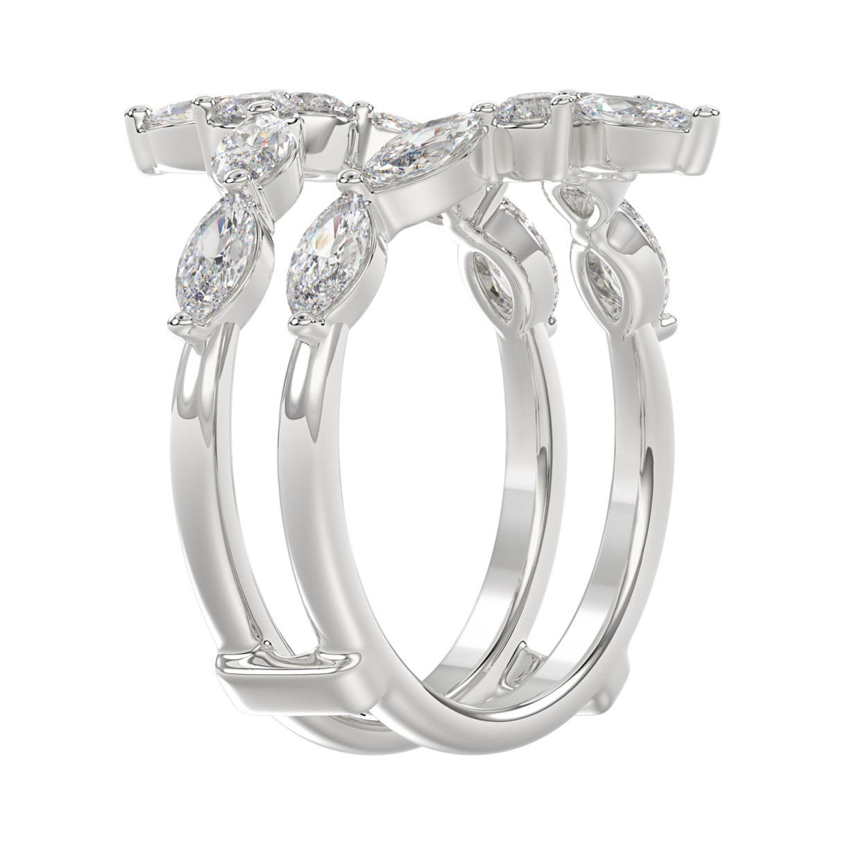 LADIES ENHANCERS RING 1 1/4CT ROUND/MARQUISE DIAMOND 14K WHITE GOLD