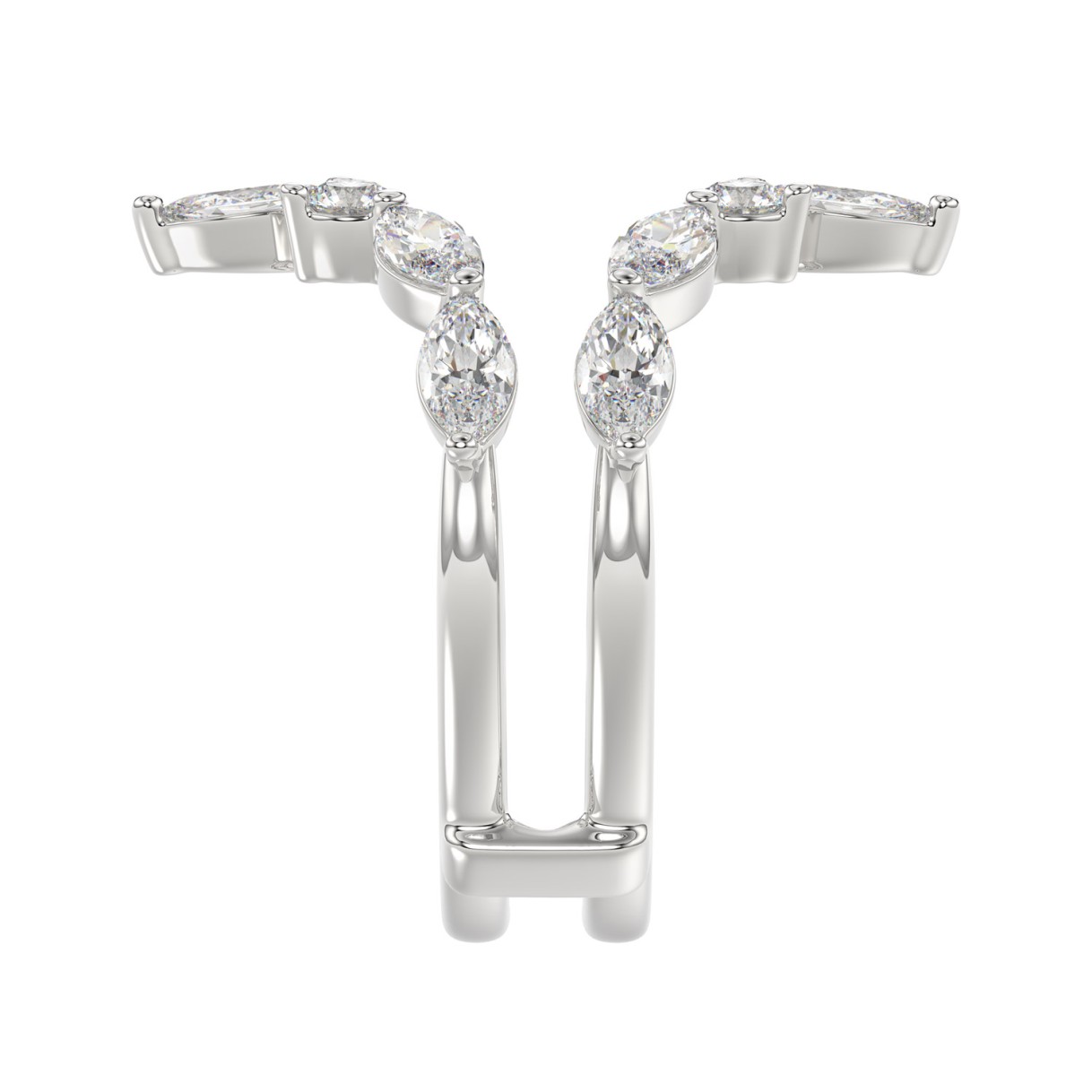 LADIES ENHANCERS RING 1 1/4CT ROUND/MARQUISE DIAMOND 14K WHITE GOLD