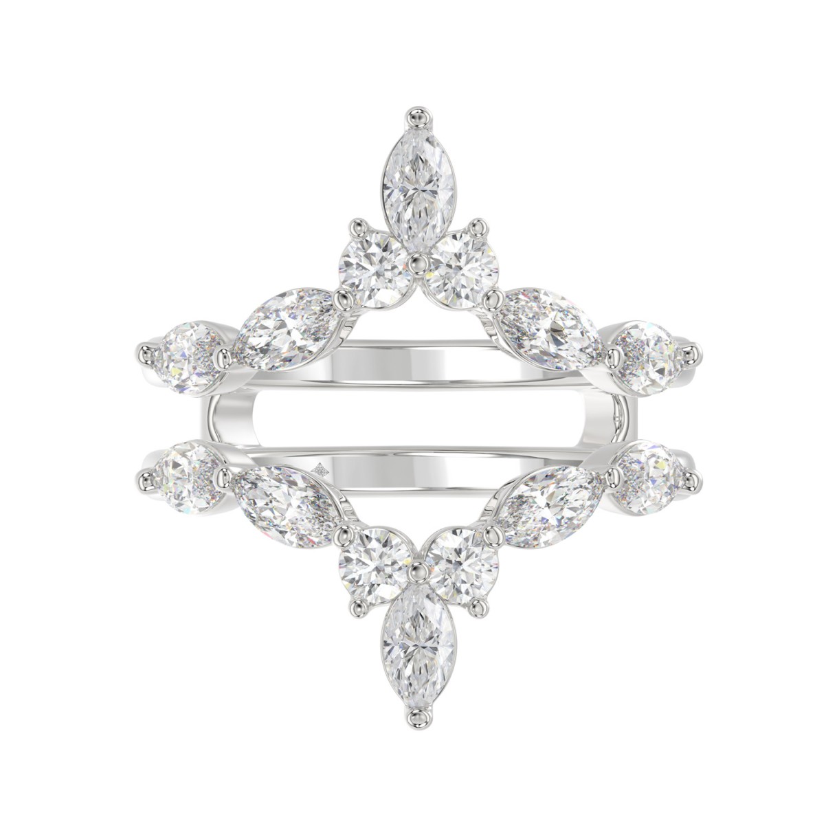 LADIES ENHANCERS RING 1 1/4CT ROUND/MARQUISE DIAMOND 14K WHITE GOLD