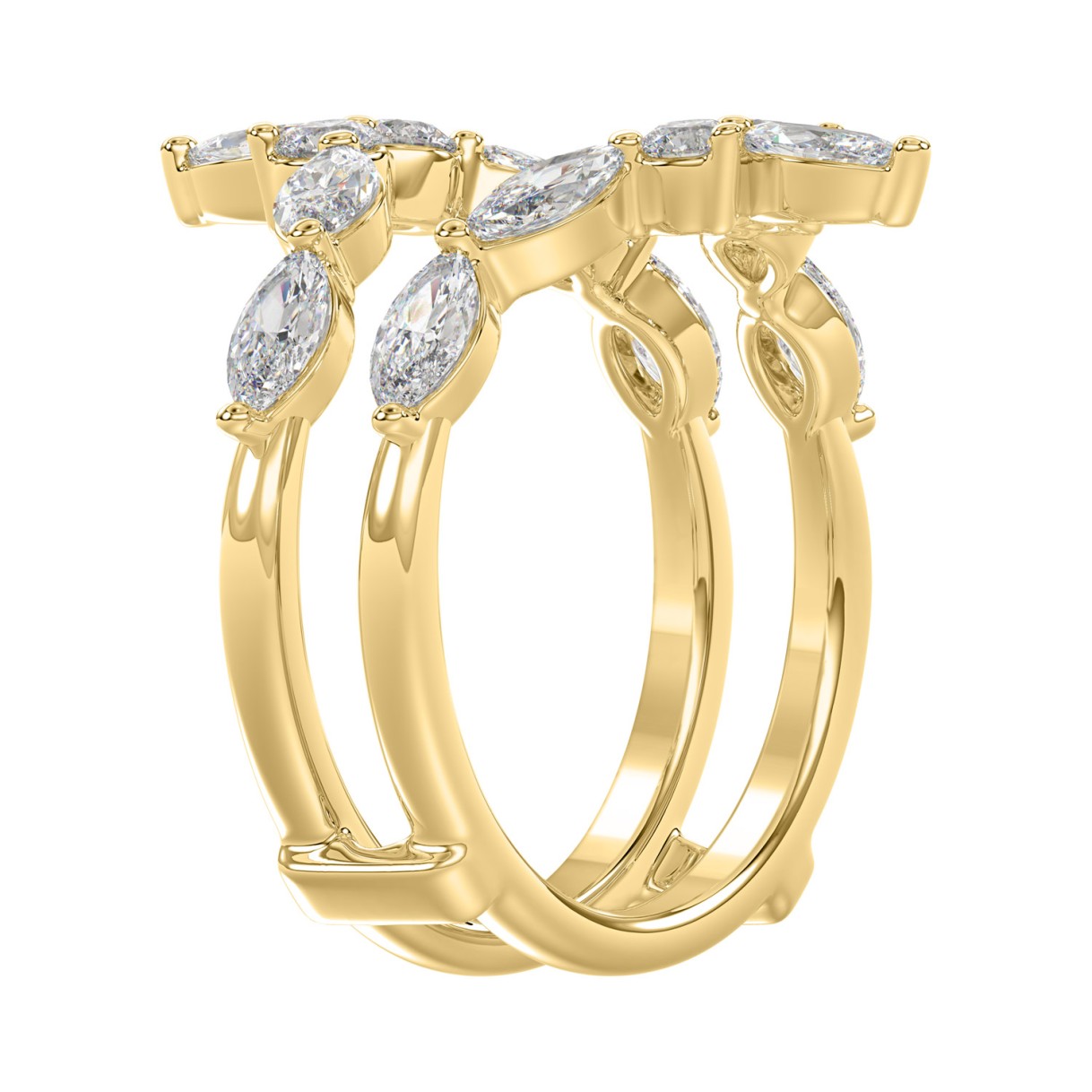 LADIES WRAP RING 1 1/4CT ROUND/MARQUISE 14K YELLOW GOLD