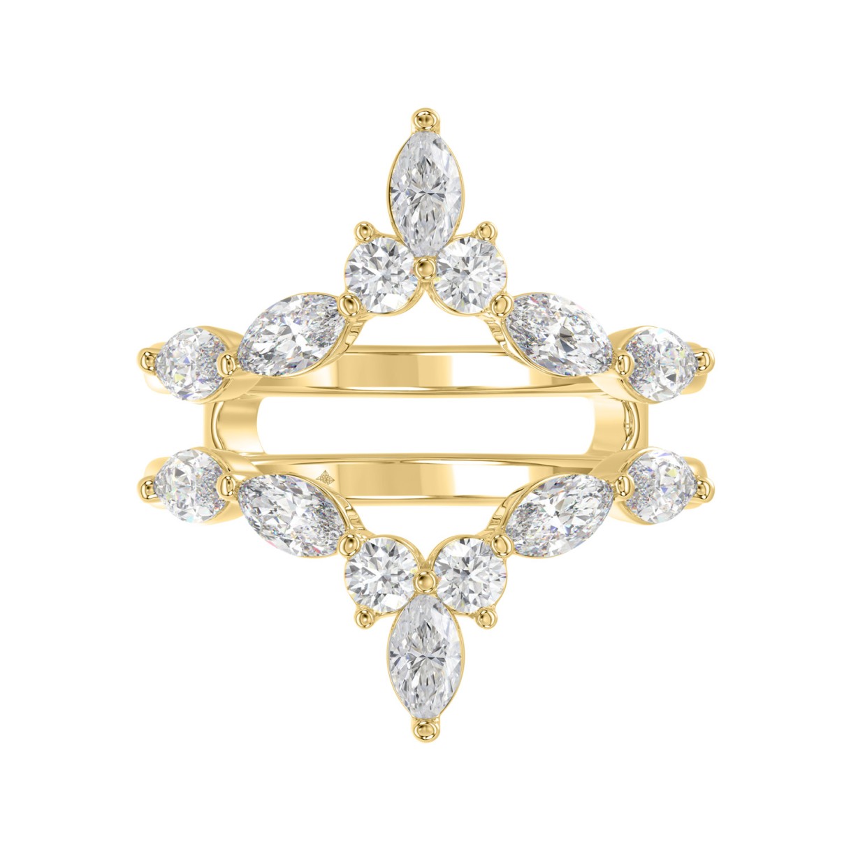 LADIES WRAP RING 1 1/4CT ROUND/MARQUISE 14K YELLOW GOLD