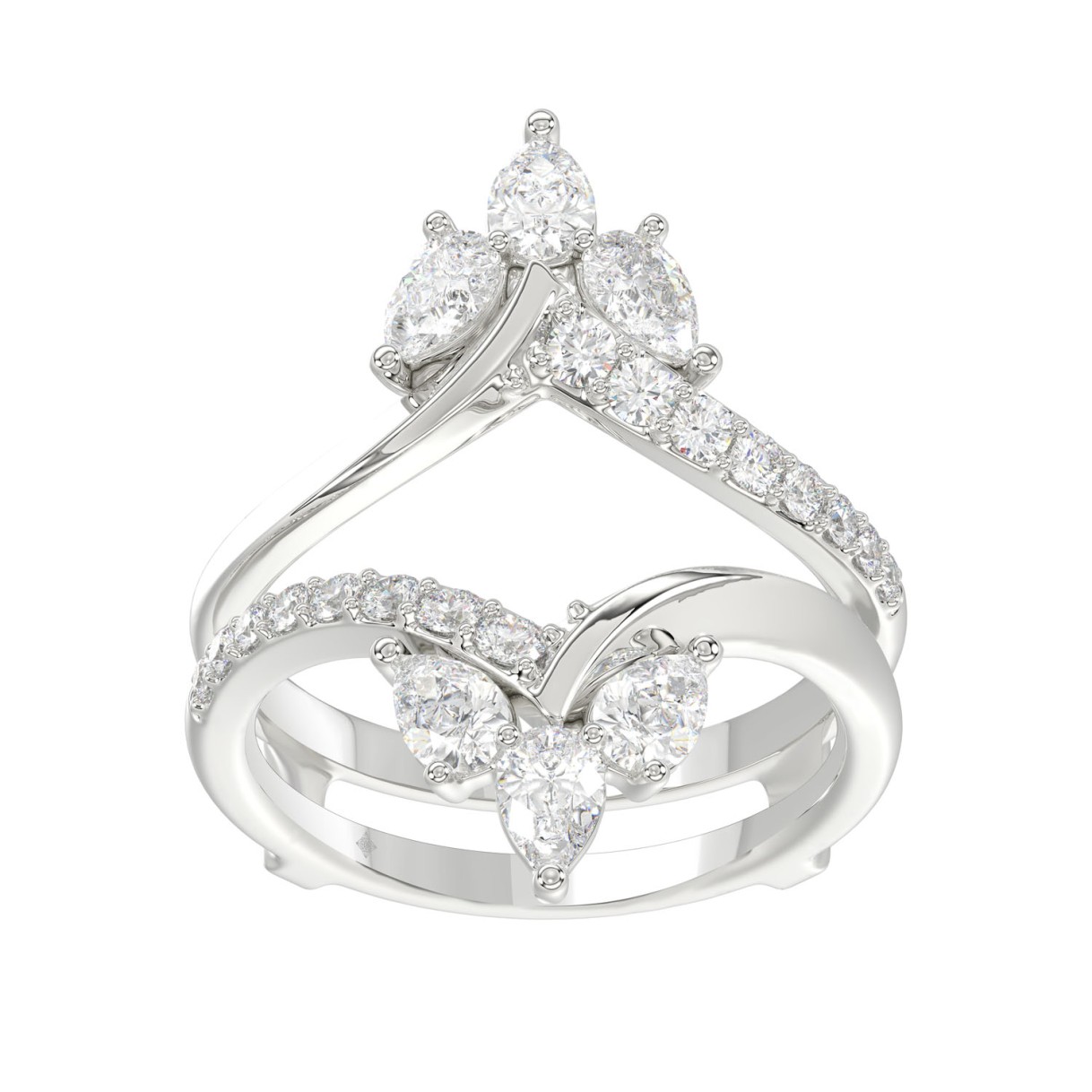 14K WHITE GOLD 1 1/4CT ROUND/PEAR DIAMOND LADIES W...