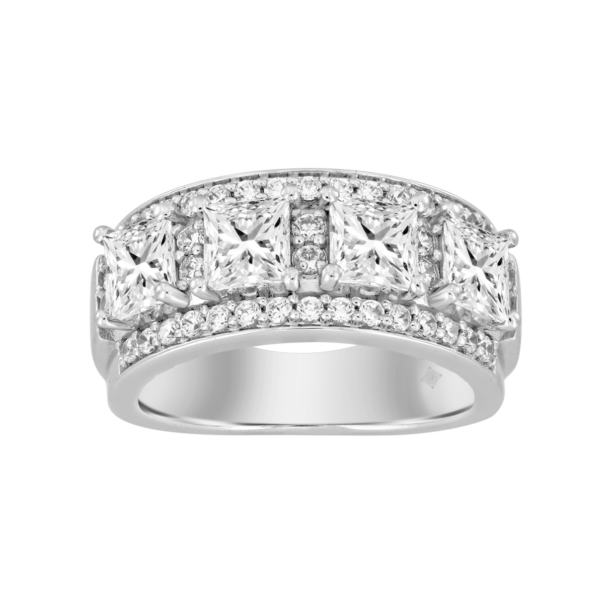 14K WHITE GOLD 2 1/2CT ROUND/PRINCESS DIAMOND LADIES BAND