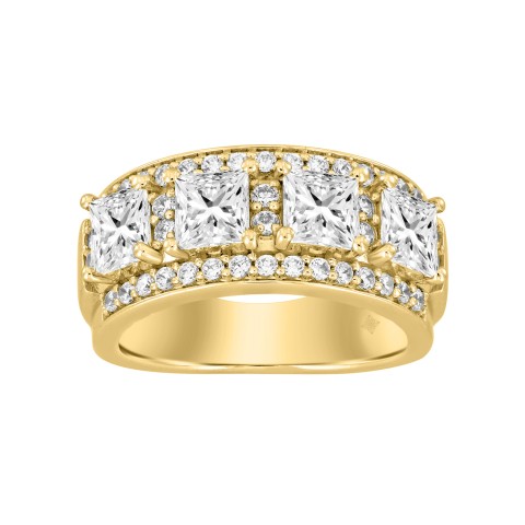 14K YELLOW GOLD 2 1/2CT ROUND/PRINCESS DIAMOND LADIES BAND