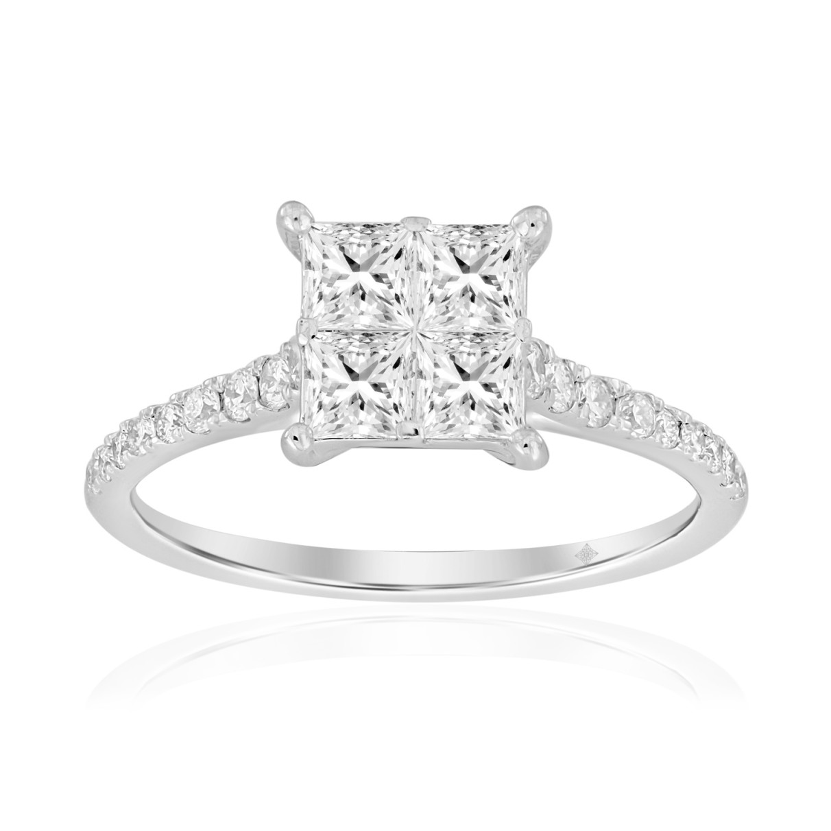 14K WHITE GOLD 1CT ROUND/PRINCESS DIAMOND LADIES RING