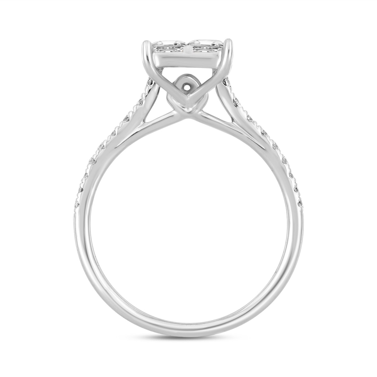 14K WHITE GOLD 1CT ROUND/PRINCESS DIAMOND LADIES RING