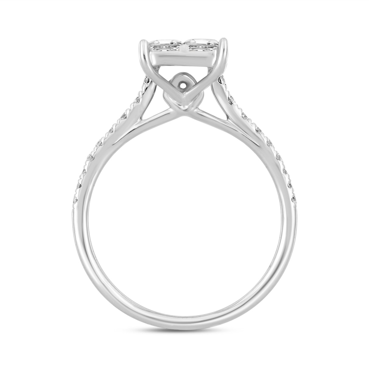 14K WHITE GOLD 1CT ROUND/PRINCESS DIAMOND LADIES RING