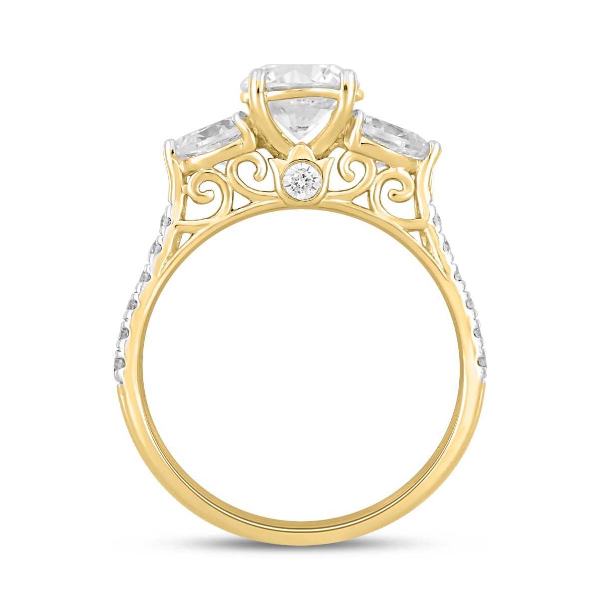 LADIES RING 1 1/2CT ROUND/PEAR DIAMOND 14K YELLOW GOLD