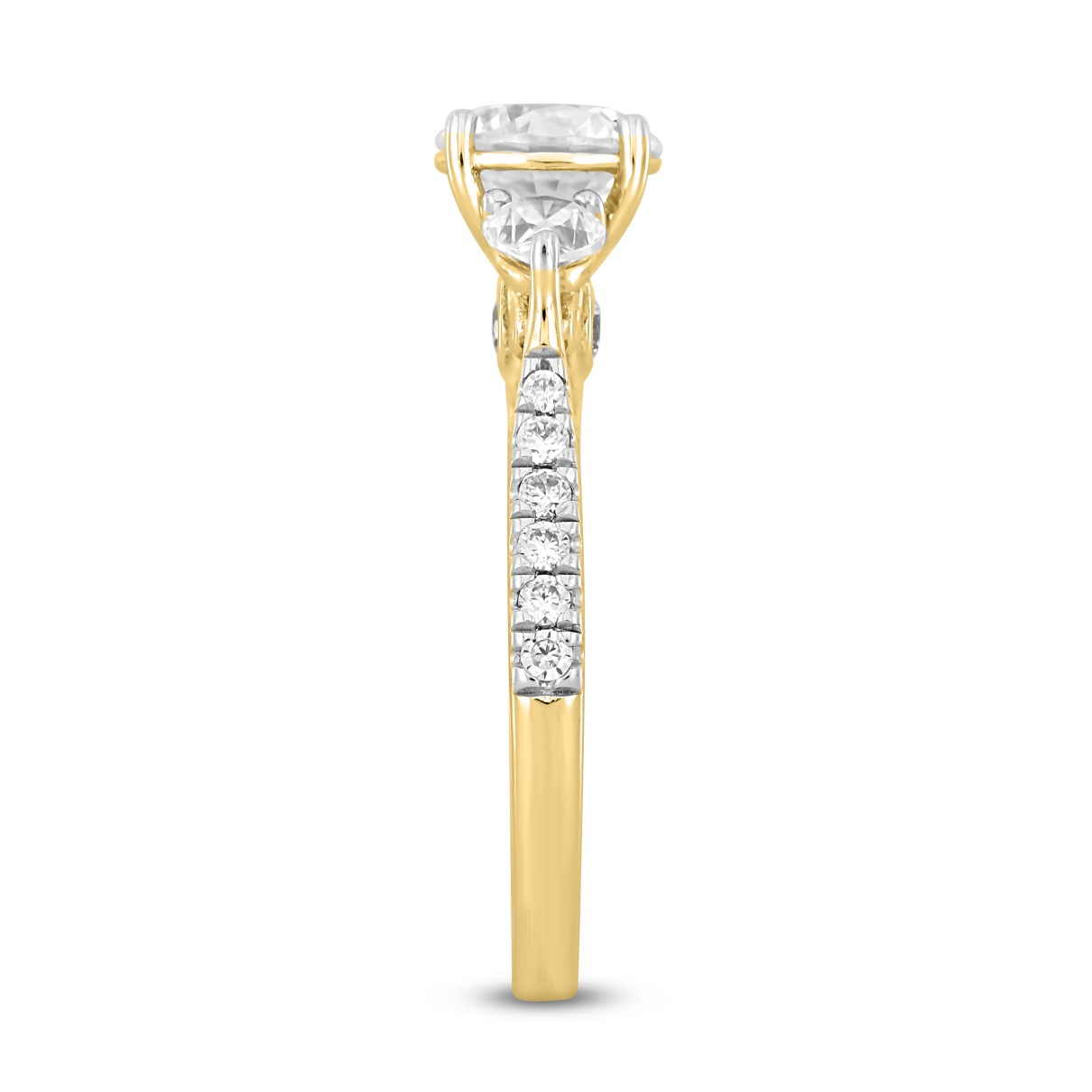 LADIES RING 1 1/2CT ROUND/PEAR DIAMOND 14K YELLOW GOLD