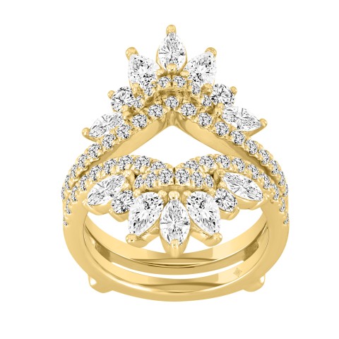 LADIES ENHANCERS RING 2 1/4CT ROUND/PEAR/MARQUISE DIAMOND 14K YELLOW GOLD