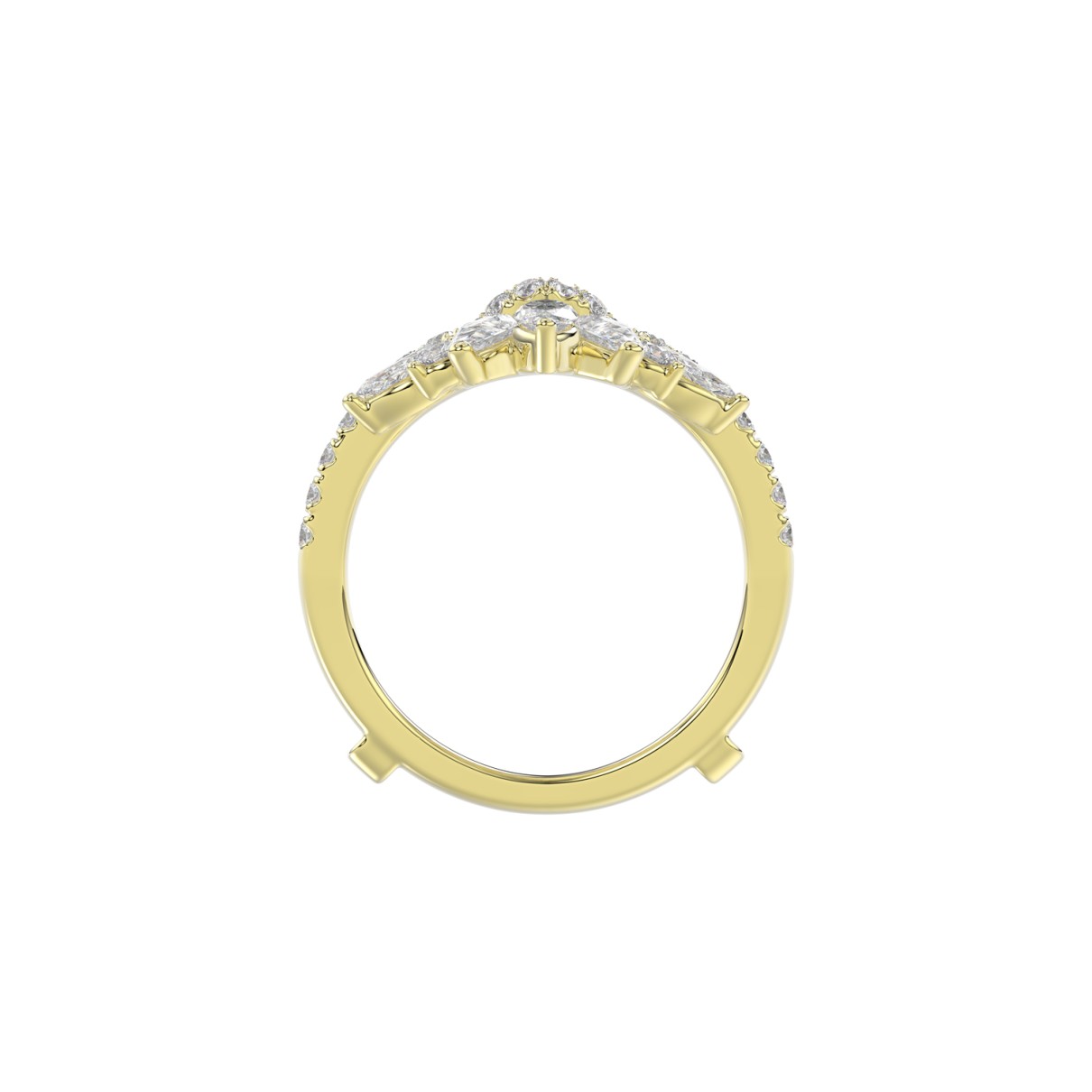 LADIES ENHANCERS RING 2 1/4CT ROUND/PEAR/MARQUISE DIAMOND 14K YELLOW GOLD