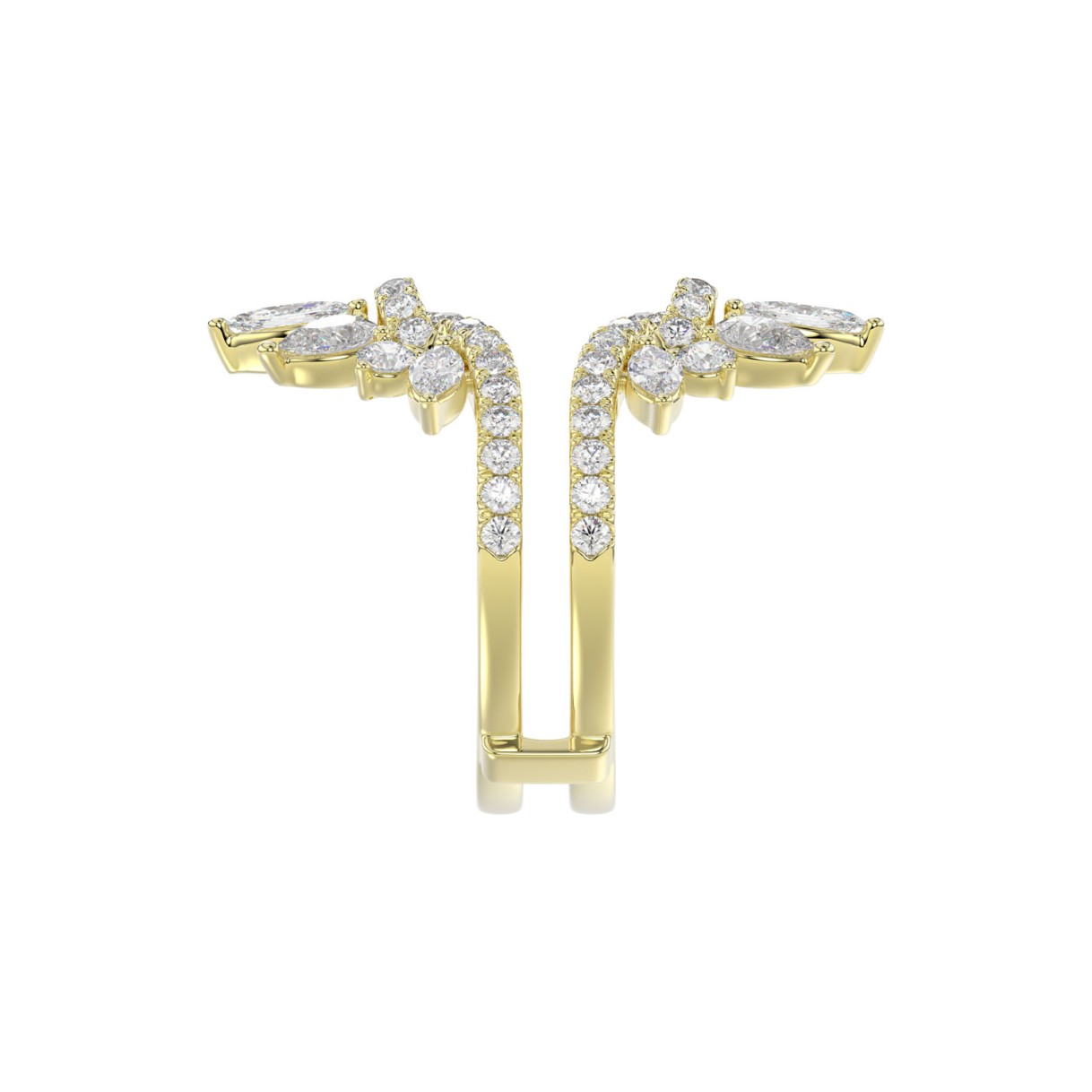LADIES ENHANCERS RING 2 1/4CT ROUND/PEAR/MARQUISE DIAMOND 14K YELLOW GOLD