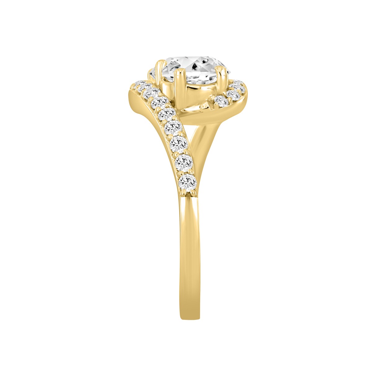 14K YELLOW GOLD 1 3/4CT ROUND DIAMOND LADIES RING