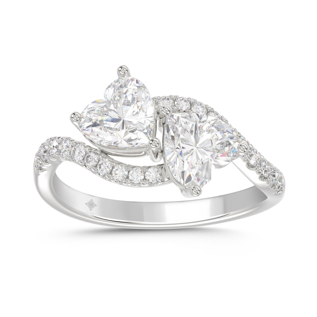 LADIES RING 2 1/4CT ROUND/HEART DIAMOND 14K WHITE ...