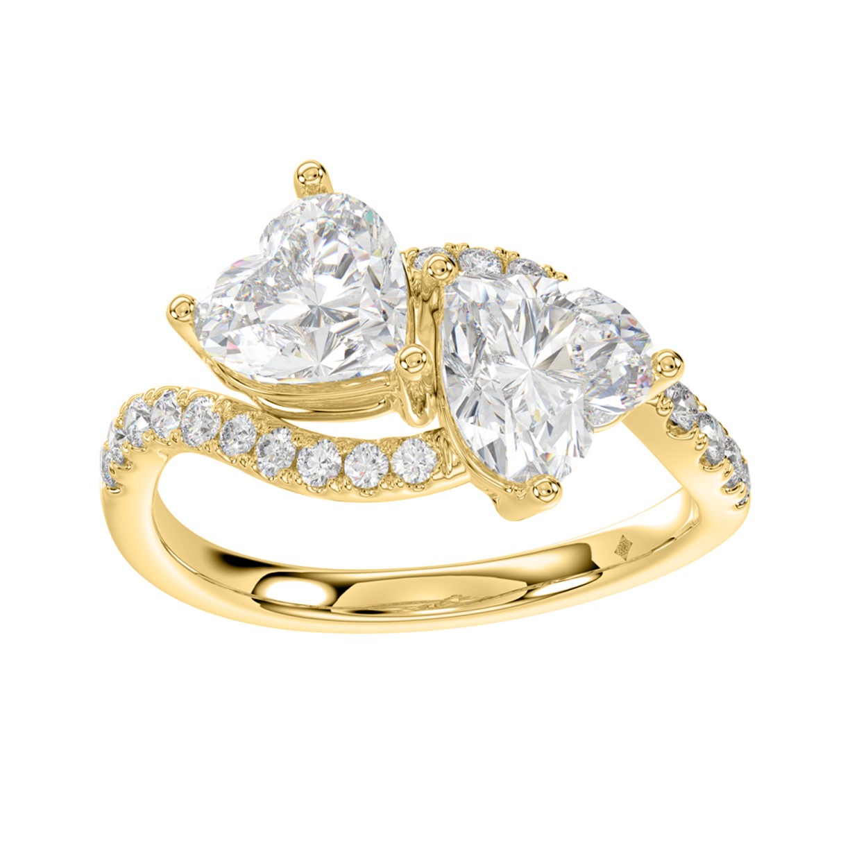 LADIES RING 2 1/4CT ROUND/HEART DIAMOND 14K YELLOW...