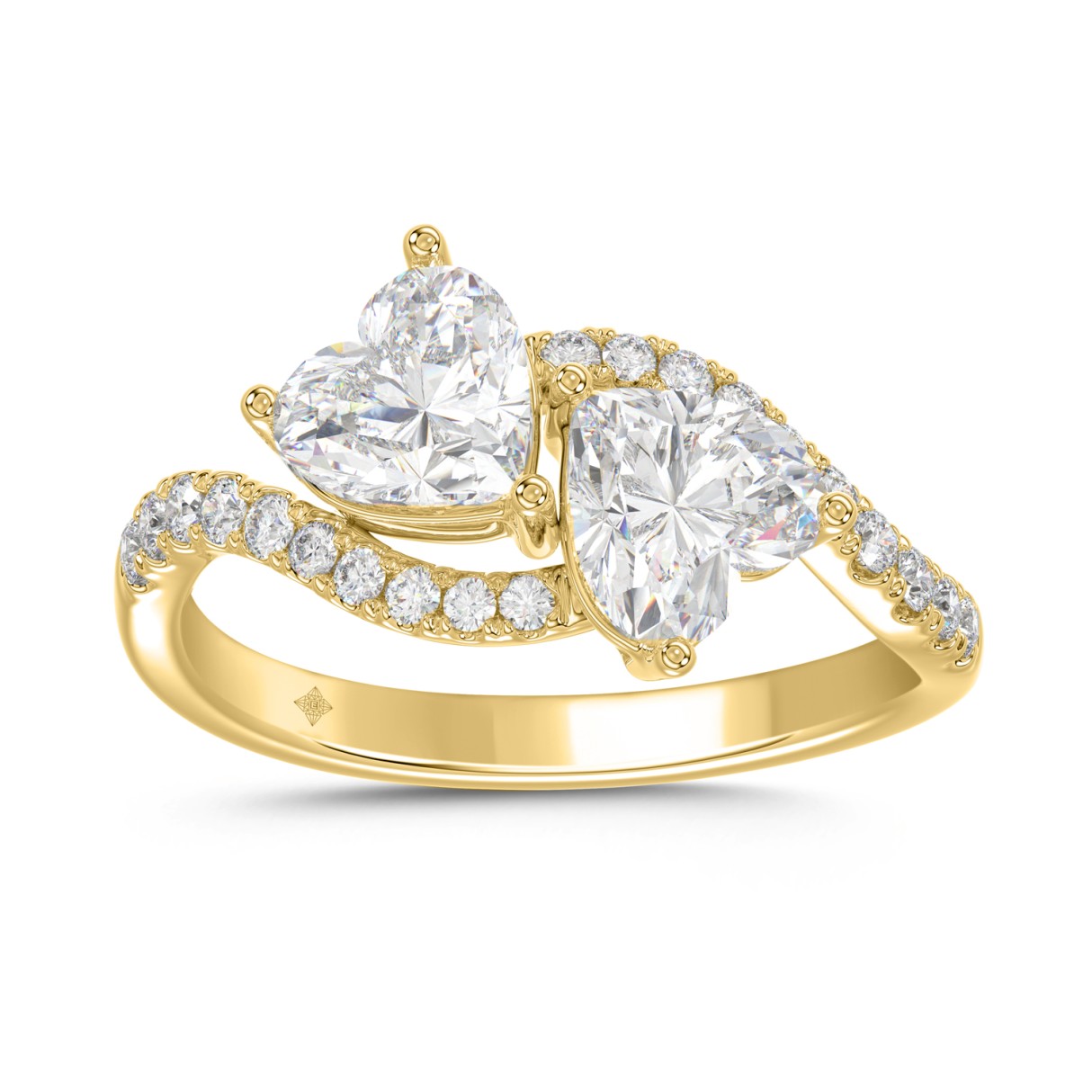 LADIES RING 2 1/4CT ROUND/HEART DIAMOND 14K YELLOW...