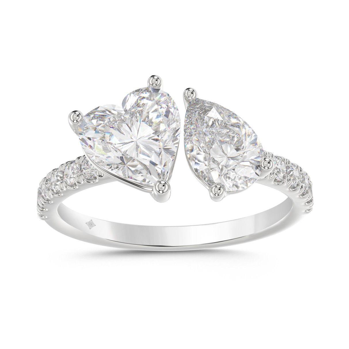 LADIES RING 1 3/4CT ROUND/HEART/PEAR DIAMOND 14K W...