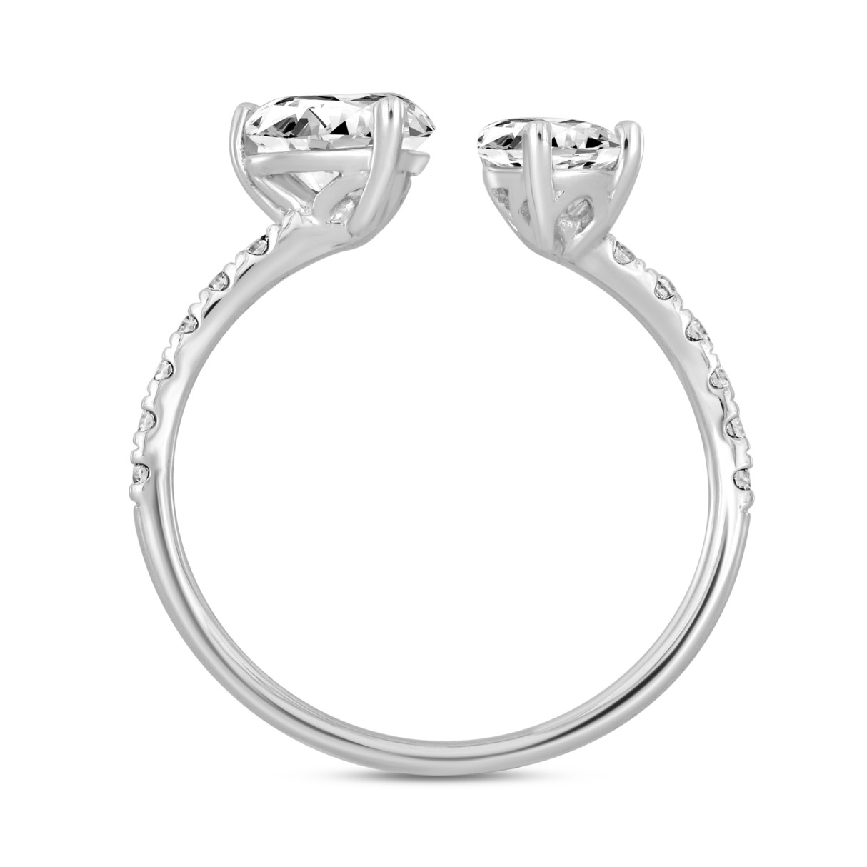 LADIES RING 1 3/4CT ROUND/HEART/PEAR DIAMOND 14K WHITE GOLD